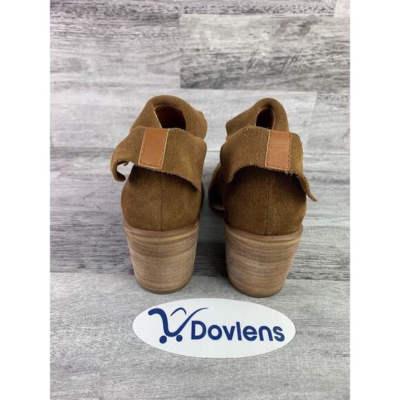 BP Women's Size 6.5M Brice Notched Brown Leather Foldover Ankle Booties - Picture 3 of 8